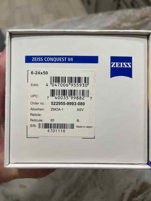 Zeiss V4 6-24X50 Illuminated scope