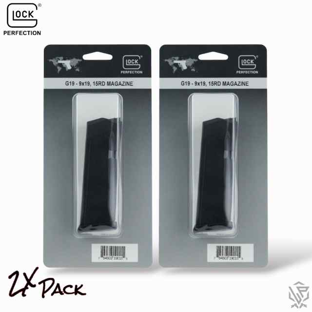 2X PK - Factory OEM Glock 19 Gen 3/4 9mm 15rd Magazines 