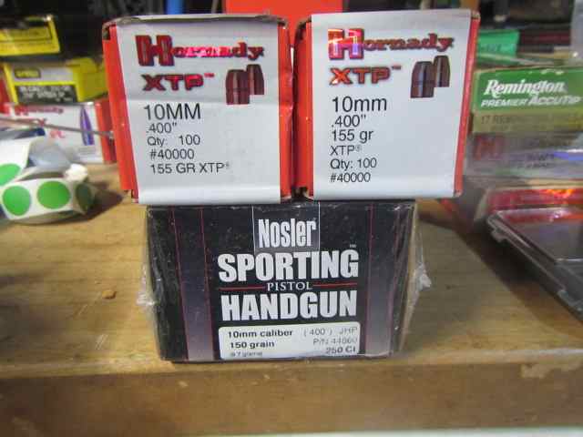 10mm/40cal Hornady (200) Nosler (250)155gr