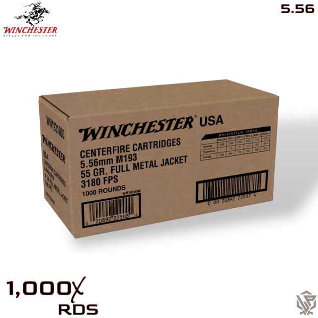 Winchester 5.56 55gr FMJ  Ammo - 1,000Rds