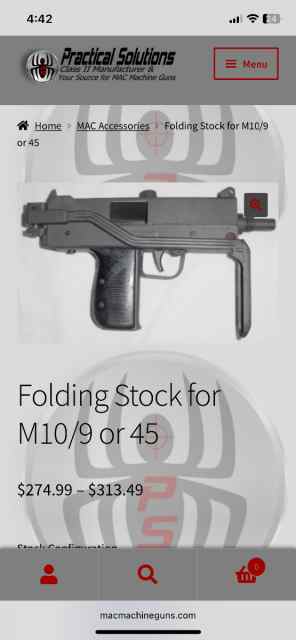 Side Folding Stock for Uzi/Mac/Dracos 