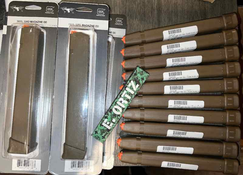 Glock OEM 33 round extended magazines FDE