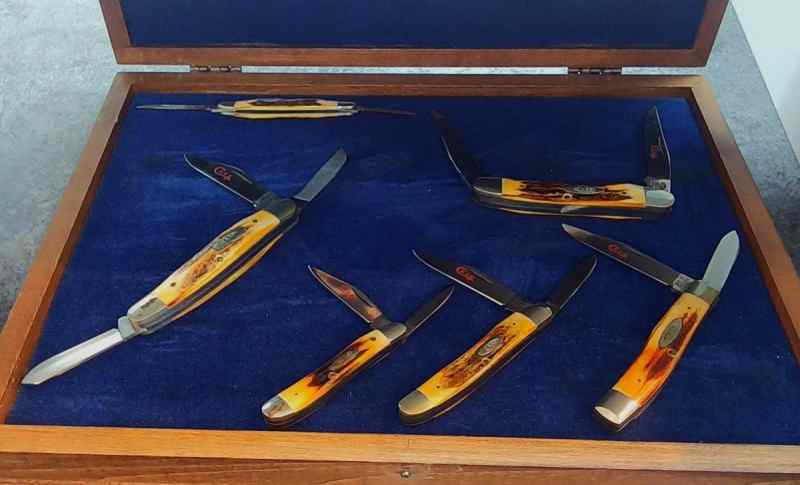 CASE XX &#039;78 STAG RED ETCH 6 PC SET IN WOOD BOX